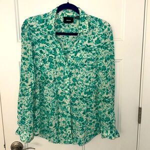 Maeve Long sleeve Blouse Teal Blue White Z5
